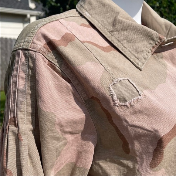 NWT Anthro Distressed Camouflage Boho Utility Military Denim Jacket - Picture 12 of 15